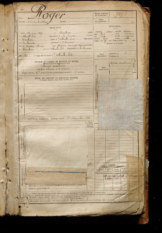 Roger, Octave Ernest, né le 28 juin 1872 à Cambron (Somme), classe 1892, matricule n° 767, Bureau de recrutement d'Abbeville