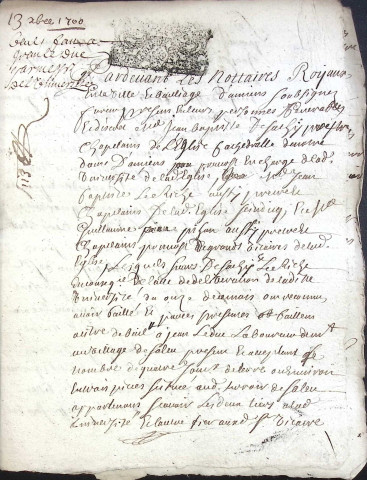 Etude de Me Henri Louette à Amiens (étude n°22). Minutes de l'année 1700