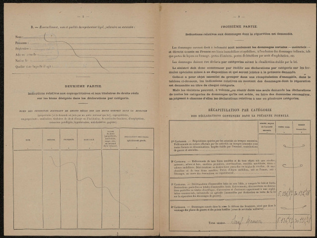 Péronne. Demande d'indemnisation des dommages de guerre : dossier Blériot
