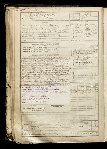 Calippe, René, né le 07 janvier 1901 à Amiens (Somme), classe 1921, matricule n° 363, Bureau de recrutement d'Amiens