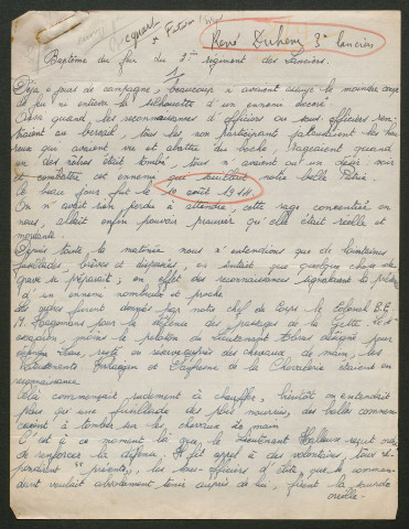 Témoignage de Duhen, René et correspondance avec Jacques Péricard