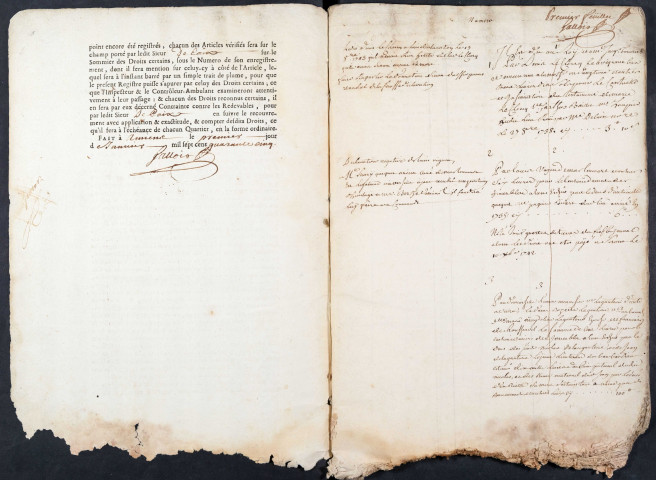 Tables des partages du bureau de Corbie pour la période 1733-1759