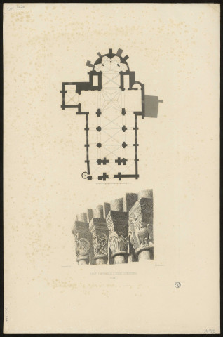 Plan et Chapiteaux de l'église de Morienval. (Picardie)