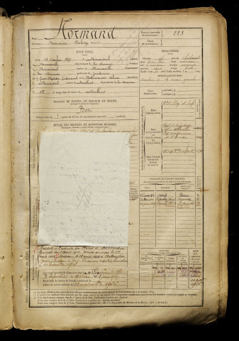 Normad, Maurice Valery, né le 14 octobre 1877 à Remaisnil (Somme), classe 1897, matricule n° 223, Bureau de recrutement d'Abbeville