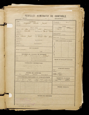 Darras, Auguste Alcide Joseph, né le 22 mai 1898 à Gomiécourt (Pas-de-Calais), classe 1918, matricule n° 315, Bureau de recrutement de Péronne