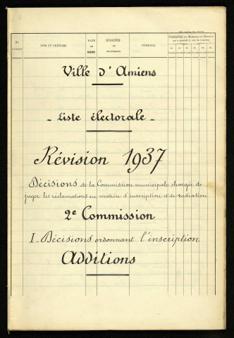 Révision de la liste électorale (2ème commission ) : Amiens