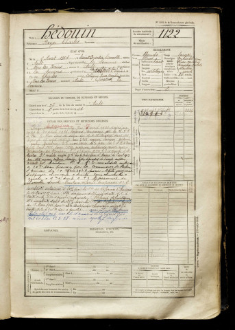 Hédouin, Roger Charles, né le 06 août 1901 à Saint-Quentin-la-Motte-Croix-au-Bailly (Somme), classe 1921, matricule n° 1122, Bureau de recrutement d'Abbeville