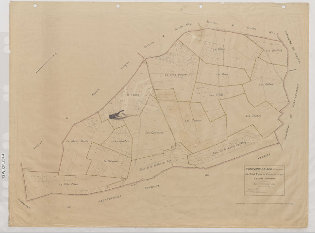Plan du cadastre rénové - Fontaine-le-Sec : section B