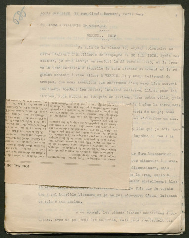 Témoignage de Fournier, Louis et correspondance avec Jacques Péricard