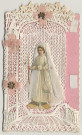 Image pieuse dentelle. Une communiante. Souvenir affectueux offert à ma cousine pour ce beau jour. Marie-Louise Bal