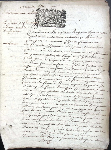 Etude de Me Jean-Baptiste Denis à Amiens (étude n°11). Minutes de l'année 1711