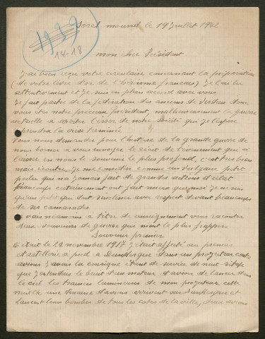 Témoignage de Dadier, André et correspondance avec Jacques Péricard