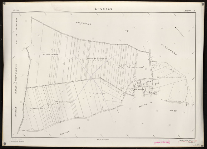 Plan du cadastre rénové - Ergnies : section ZA