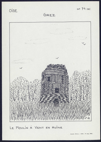 Grez (Oise) : le moulin à vent en ruine - (Reproduction interdite sans autorisation - © Claude Piette)