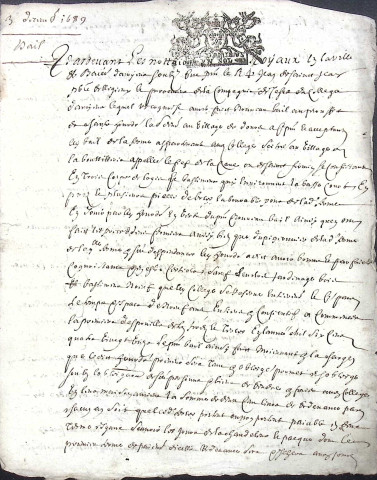 Etude de Me Jean Duval à Amiens (étude n°8). Minutes de l'année 1689
