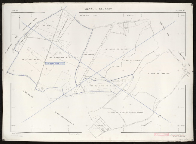 Plan du cadastre rénové - Mareuil-Caubert : section AN