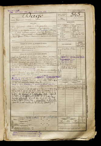 Dage, Raymond Anatole Hermand, né le 02 janvier 1900 à Argoules (Somme), classe 1920, matricule n° 545, Bureau de recrutement d'Amiens