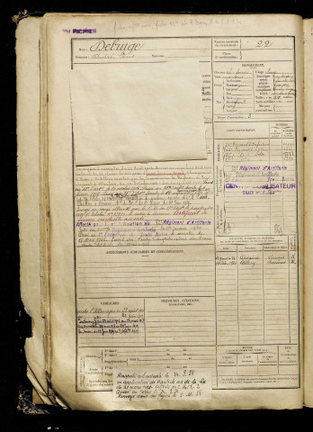 Debruge, André Louis, né le 09 décembre 1896 à Beuvraignes (Somme), classe 1916, matricule n° 22, Bureau de recrutement d'Amiens