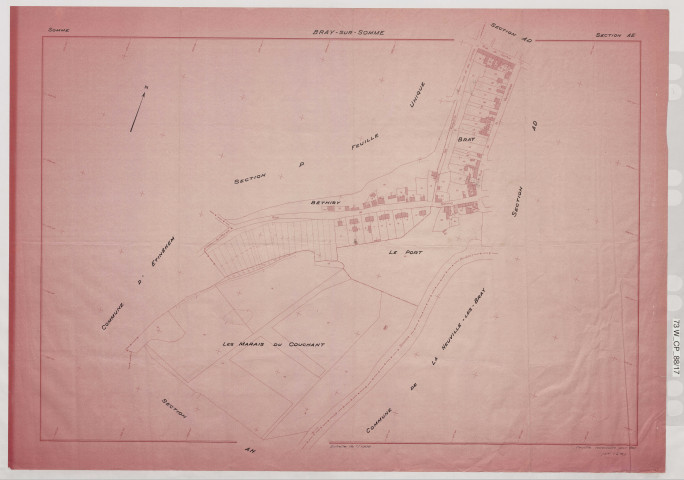 Plan du cadastre rénové - Bray-sur-somme : section AE