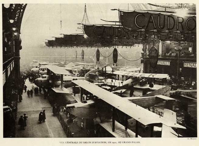Vue générale du salon d'aviation, en 1921, au Grand Palais
