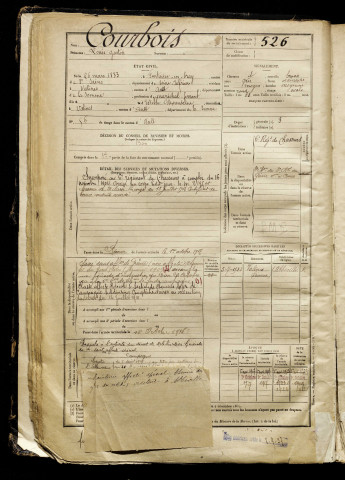 Courbois, Louis Gaston, né le 26 mars 1883 à Fontaine-en-Bray (Seine-Maritime), classe 1903, matricule n° 526, Bureau de recrutement d'Abbeville