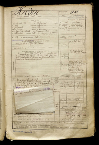 Hédin, Virgile Léonard Pascal, né le 24 avril 1883 à Béthencourt-sur-Mer (Somme), classe 1903, matricule n° 601, Bureau de recrutement d'Abbeville
