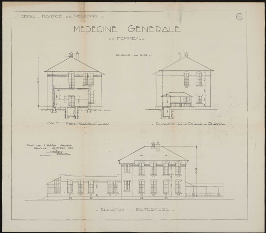 Péronne. Demande d'indemnisation des dommages de guerre : dossier Hôpital-hospice de Péronne (bâtiment de médecine générale)