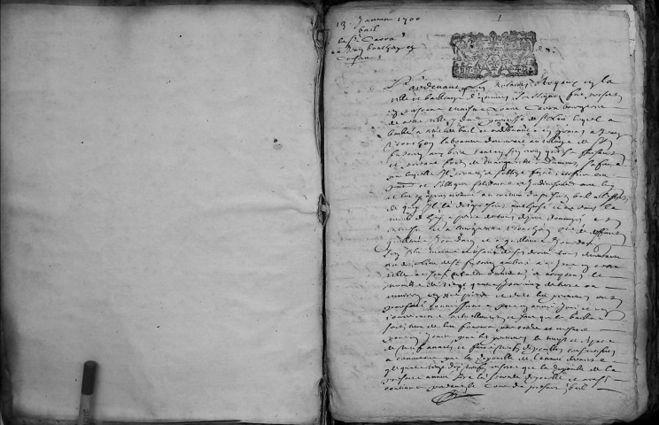 Etude de Me Nicolas Carpentier à Amiens (étude n°16). Minutes de l'année 1700