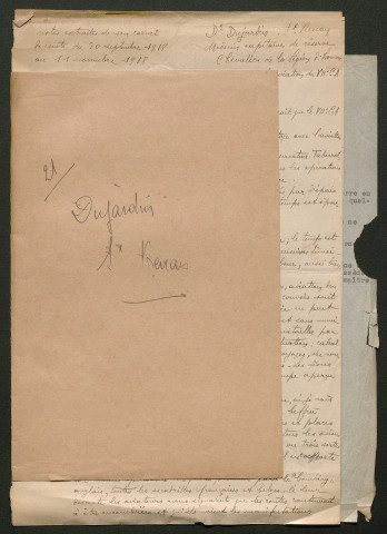 Témoignage de Dujardin, Louis (Médecin de l'aviation) et correspondance avec Jacques Péricard