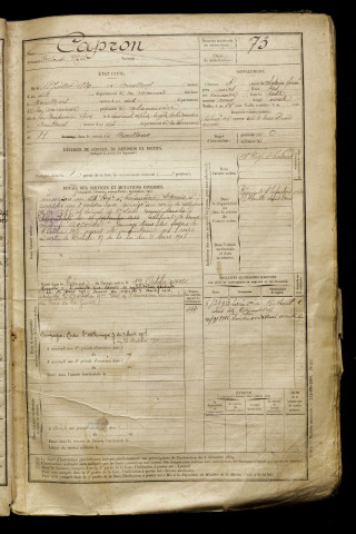 Capron, Alcide Noël, né le 18 juillet 1889 à Doullens (Somme), classe 1909, matricule n° 73, Bureau de recrutement d'Abbeville