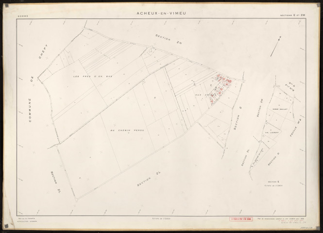 Plan du cadastre rénové - Acheux-en-Vimeu : section ZM