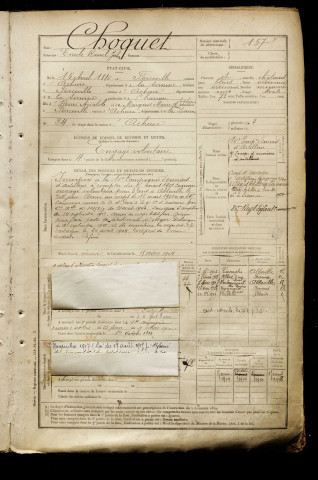 Choquet, Emile Raoul Julien, né le 15 avril 1880 à Forceville (Somme), classe 1900, matricule n° 157, Bureau de recrutement d'Abbeville