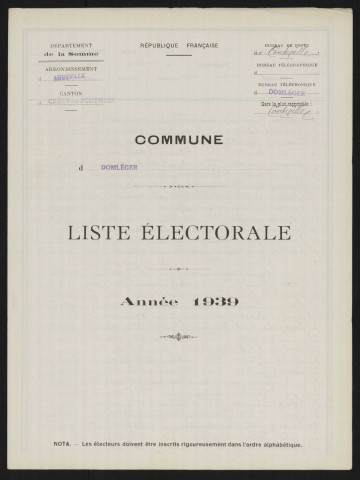 Liste électorale : Domléger-Longvillers (Longvillers)
