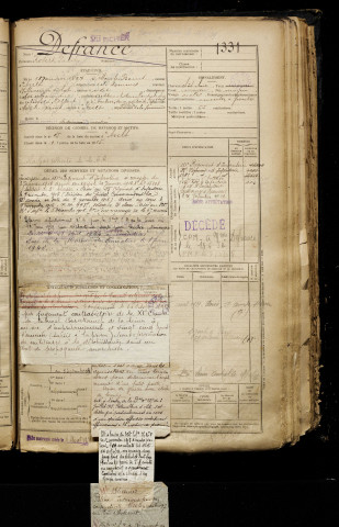 Defrance, Robert Paul, né le 18 janvier 1897 à Mers-les-Bains (Somme), classe 1917, matricule n° 1331, Bureau de recrutement d'Abbeville