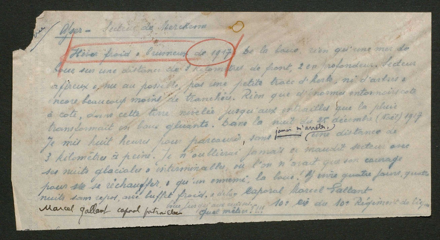 Témoignage de Gallant, Marcel et correspondance avec Jacques Péricard