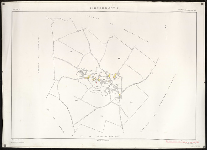 Plan du cadastre rénové - Ligescourt : tableau d'assemblage (TA)