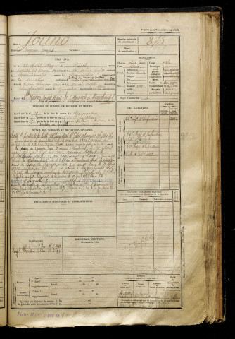 Jouno, Eugène Joseph, né le 22 avril 1899 à Oissel (Seine-Maritime), classe 1919, matricule n° 875, Bureau de recrutement d'Abbeville