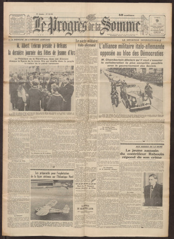 Le Progrès de la Somme, numéro 21780, 9 mai 1939