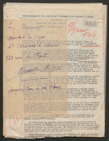 Témoignage de Cologne, Léopold (Maréchal des logis) et correspondance avec Jacques Péricard