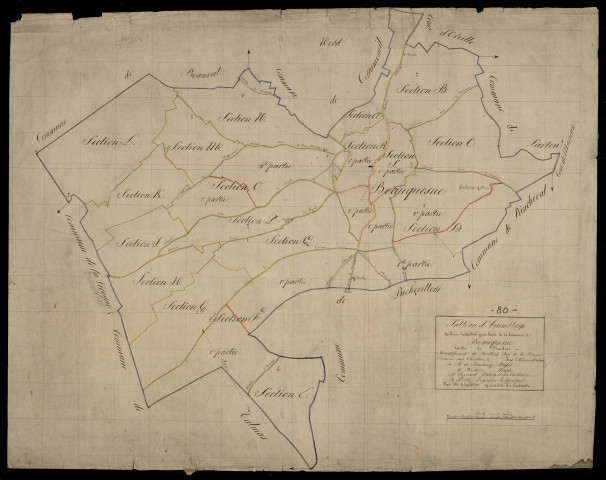 Plan du cadastre napoléonien - Beauquesne : tableau d'assemblage