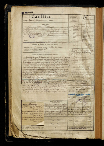 Caullier, Marcel Auguste, né le 04 janvier 1898 à Abbeville (Somme), classe 1918, matricule n° 16, Bureau de recrutement d'Abbeville