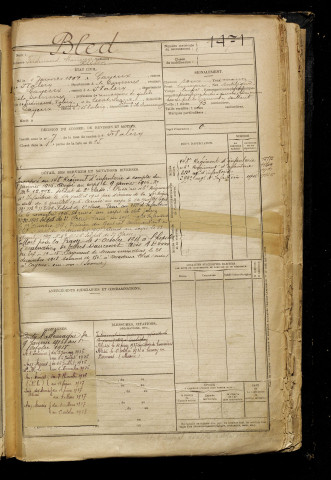 Bled, Ferdinand Marceau Kléber, né le 04 janvier 1897 à Cayeux-sur-Mer (Somme), classe 1917, matricule n° 1471, Bureau de recrutement d'Abbeville