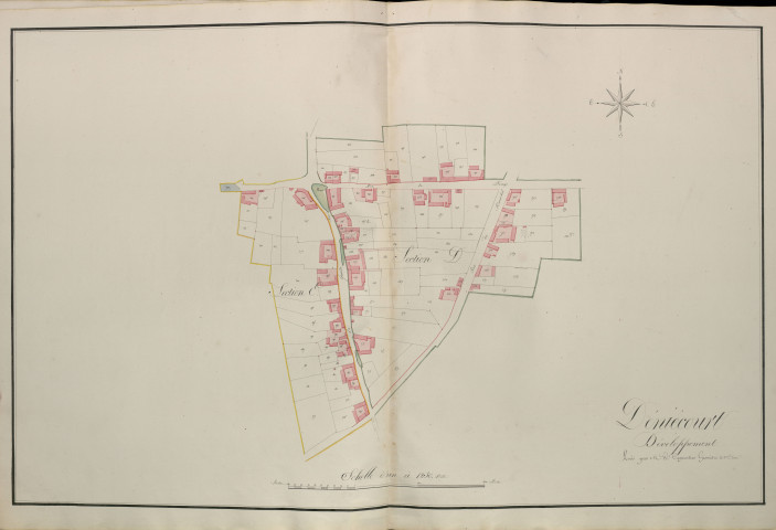 Plan du cadastre napoléonien - Atlas cantonal - Estrees-Deniecourt (Estrées) : Deniecourt, D et E développées