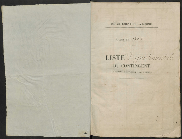 Liste départementale du contingent (y comprise le supplément à cette liste) de l'année 1823