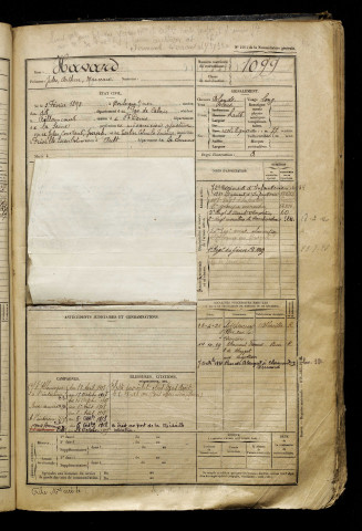 Havard, Jules Arthur Marceau, né le 02 février 1898 à Boulogne-sur-Mer (Pas-de-Calais), classe 1918, matricule n° 1099, Bureau de recrutement d'Abbeville