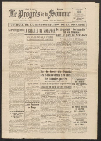 Le Progrès de la Somme, numéro 22587, 11 février 1942