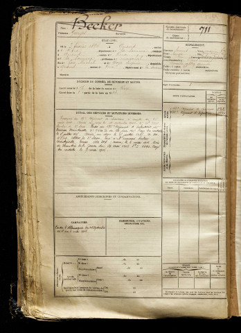 Becker, Georges, né le 03 février 1894 à Quend (Somme), classe 1914, matricule n° 711, Bureau de recrutement d'Abbeville