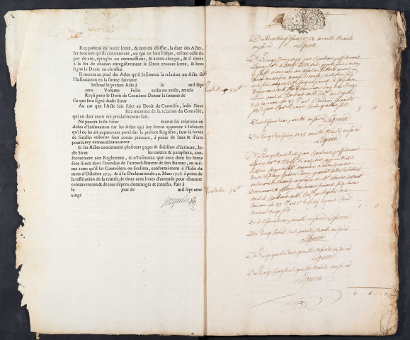 Centième denier du bureau de Conty pour la période du 19 juin 1728 au 23 août 1729