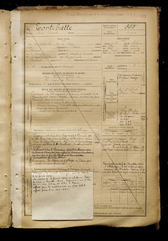 Tortebatte, Ernest Edmond, né le 22 novembre 1877 à Laon (Aisne), classe 1897, matricule n° 355, Bureau de recrutement de Péronne