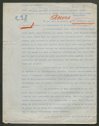 Témoignage de Dethier, Léon et correspondance avec Jacques Péricard